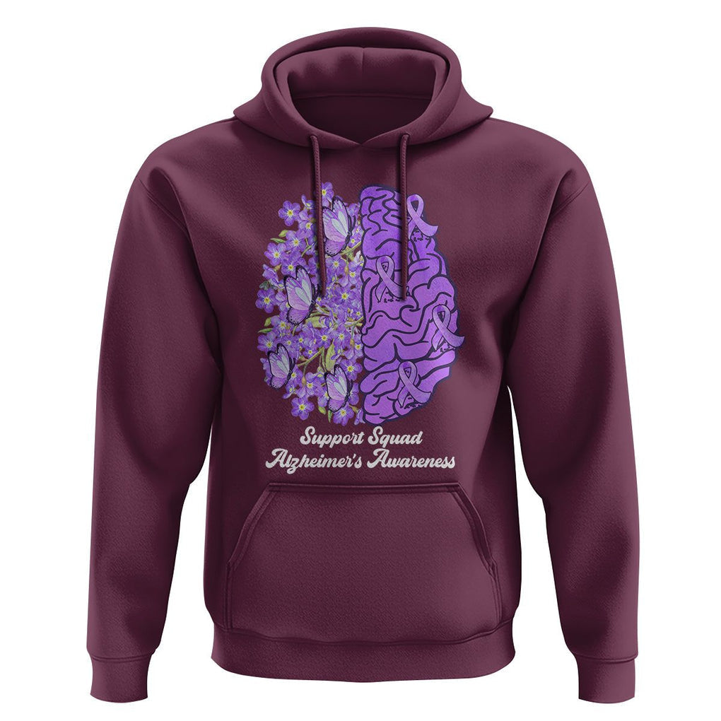 Forget Me Not Alzheimer's Awareness Hoodie Support Squad Dementia Purple Ribbon TS02 Maroon Print Your Wear