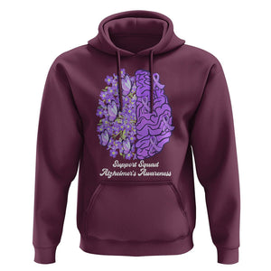 Forget Me Not Alzheimer's Awareness Hoodie Support Squad Dementia Purple Ribbon TS02 Maroon Print Your Wear