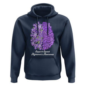 Forget Me Not Alzheimer's Awareness Hoodie Support Squad Dementia Purple Ribbon TS02 Navy Print Your Wear