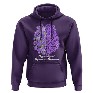 Forget Me Not Alzheimer's Awareness Hoodie Support Squad Dementia Purple Ribbon TS02 Purple Print Your Wear