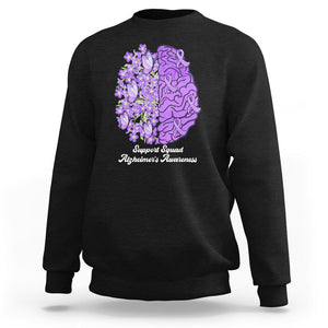 Forget Me Not Alzheimer's Awareness Sweatshirt Support Squad Dementia Purple Ribbon TS02 Black Print Your Wear