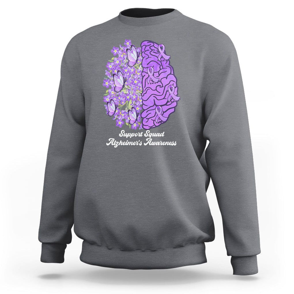 Forget Me Not Alzheimer's Awareness Sweatshirt Support Squad Dementia Purple Ribbon TS02 Charcoal Print Your Wear