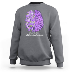 Forget Me Not Alzheimer's Awareness Sweatshirt Support Squad Dementia Purple Ribbon TS02 Charcoal Print Your Wear