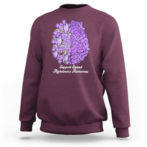Forget Me Not Alzheimer's Awareness Sweatshirt Support Squad Dementia Purple Ribbon TS02 Maroon Print Your Wear