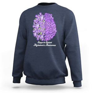 Forget Me Not Alzheimer's Awareness Sweatshirt Support Squad Dementia Purple Ribbon TS02 Navy Print Your Wear