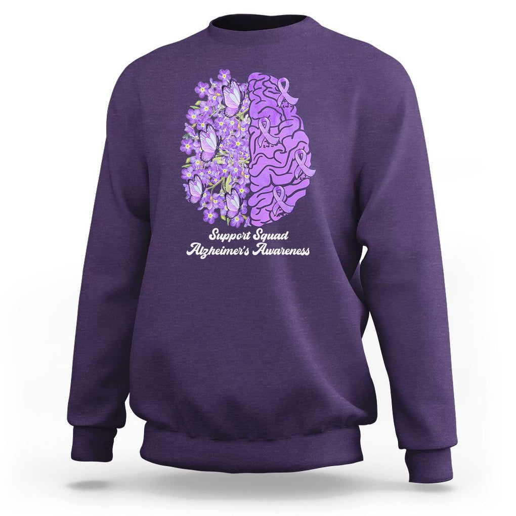 Forget Me Not Alzheimer's Awareness Sweatshirt Support Squad Dementia Purple Ribbon TS02 Purple Print Your Wear