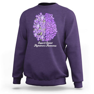 Forget Me Not Alzheimer's Awareness Sweatshirt Support Squad Dementia Purple Ribbon TS02 Purple Print Your Wear
