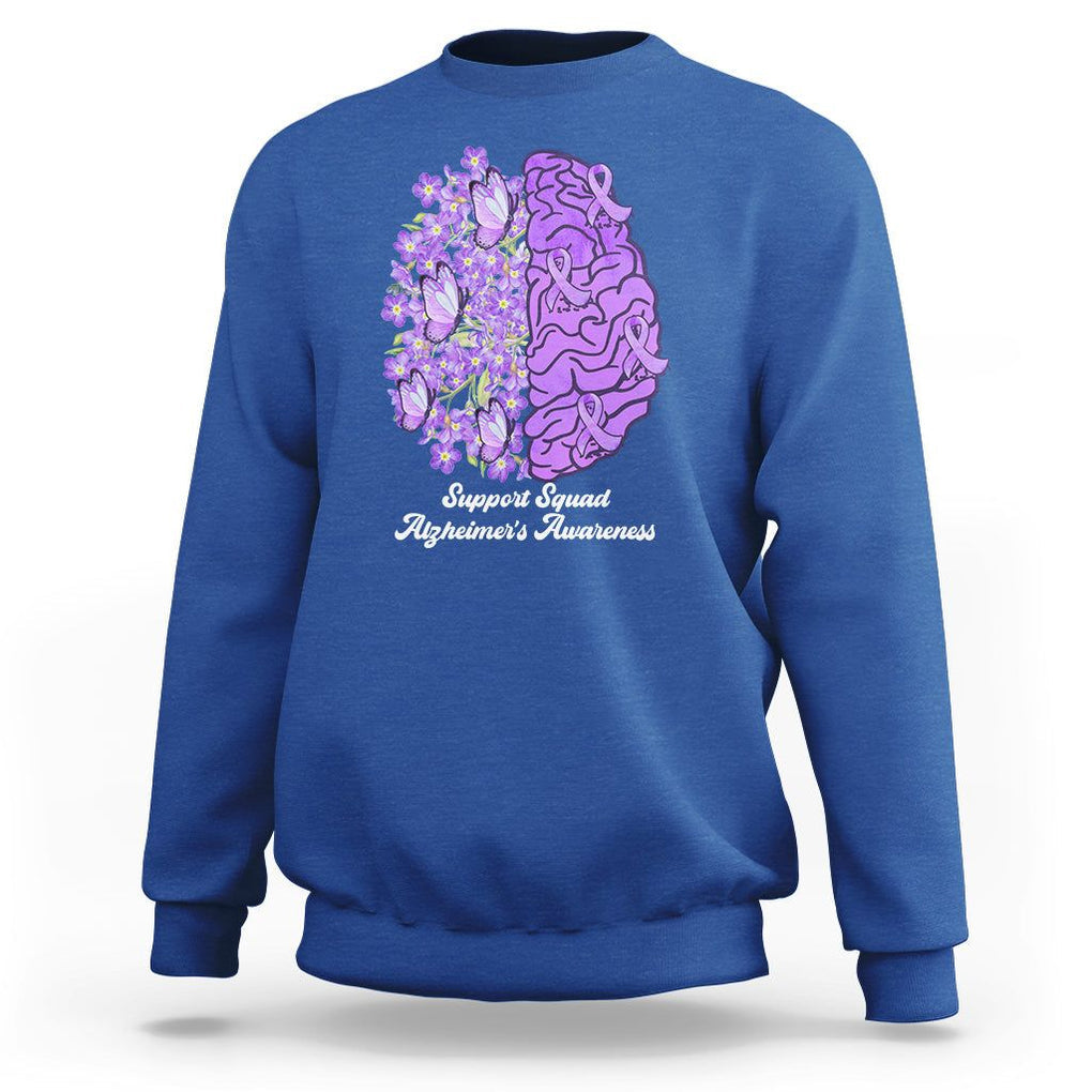 Forget Me Not Alzheimer's Awareness Sweatshirt Support Squad Dementia Purple Ribbon TS02 Royal Blue Print Your Wear