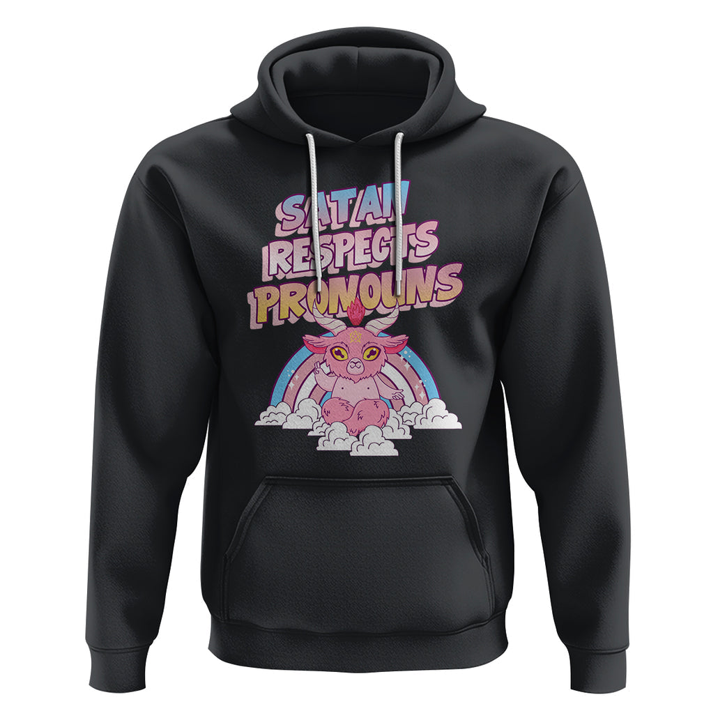 Protect Trans Kids Hoodie Satan Respects Pronouns Transgender Pride Trans Flag TS02 Black Printyourwear
