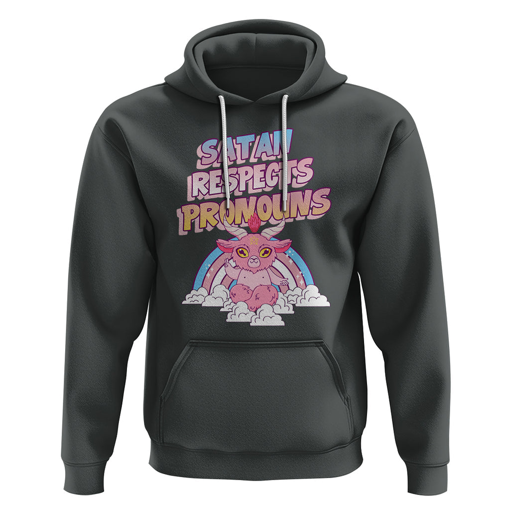 Protect Trans Kids Hoodie Satan Respects Pronouns Transgender Pride Trans Flag TS02 Dark Heather Printyourwear