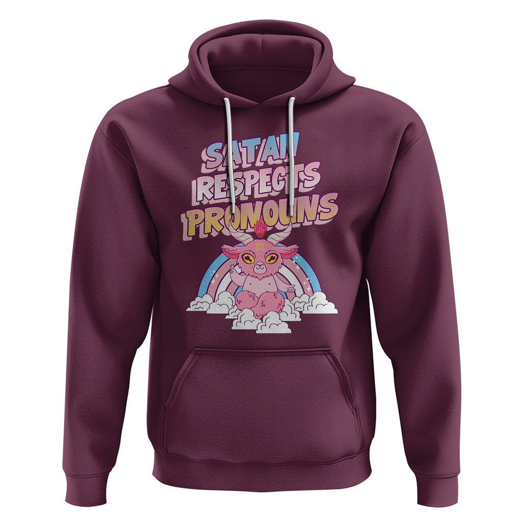 Protect Trans Kids Hoodie Satan Respects Pronouns Transgender Pride Trans Flag TS02 Maroon Printyourwear