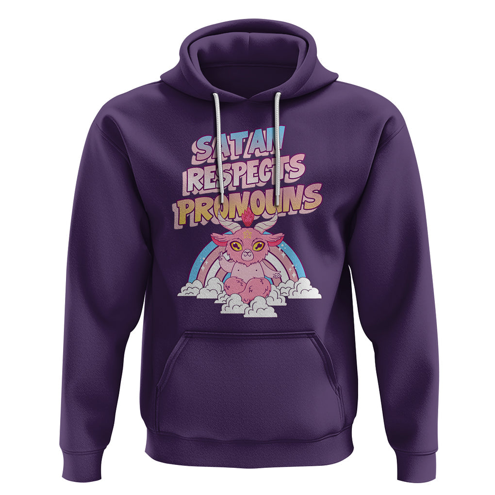 Protect Trans Kids Hoodie Satan Respects Pronouns Transgender Pride Trans Flag TS02 Purple Printyourwear