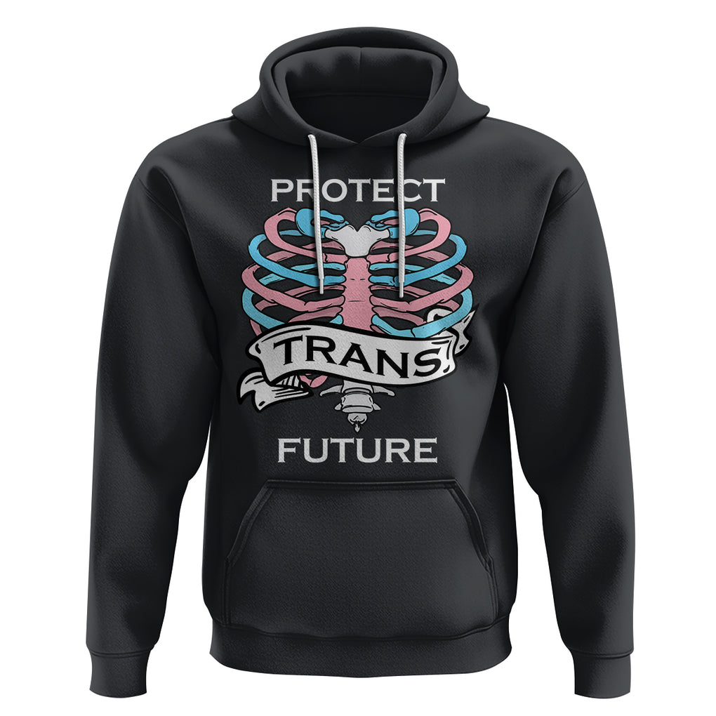 Protect Trans Kids Skeleton Hoodie Transgender Future LGBT Pride Flag LGBTQ Support TS02 Black Printyourwear