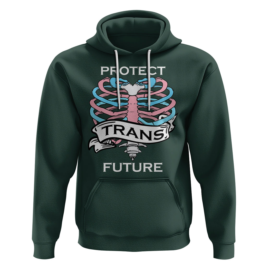 Protect Trans Kids Skeleton Hoodie Transgender Future LGBT Pride Flag LGBTQ Support TS02 Dark Forest Green Printyourwear