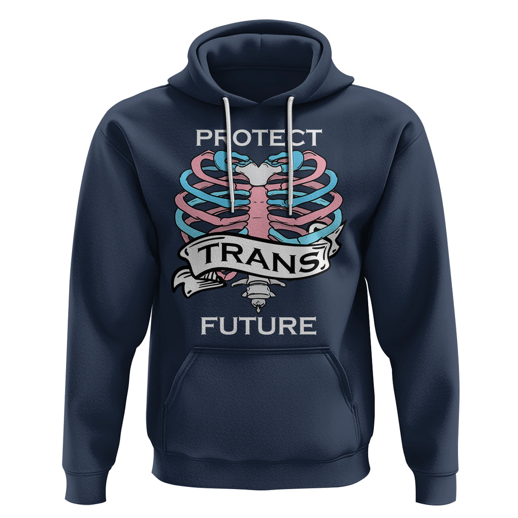 Protect Trans Kids Skeleton Hoodie Transgender Future LGBT Pride Flag LGBTQ Support TS02 Navy Printyourwear