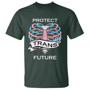 Protect Trans Kids Skeleton T Shirt Transgender Future LGBT Pride Flag LGBTQ Support TS02 Dark Forest Green Printyourwear