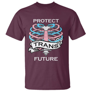 Protect Trans Kids Skeleton T Shirt Transgender Future LGBT Pride Flag LGBTQ Support TS02 Maroon Printyourwear