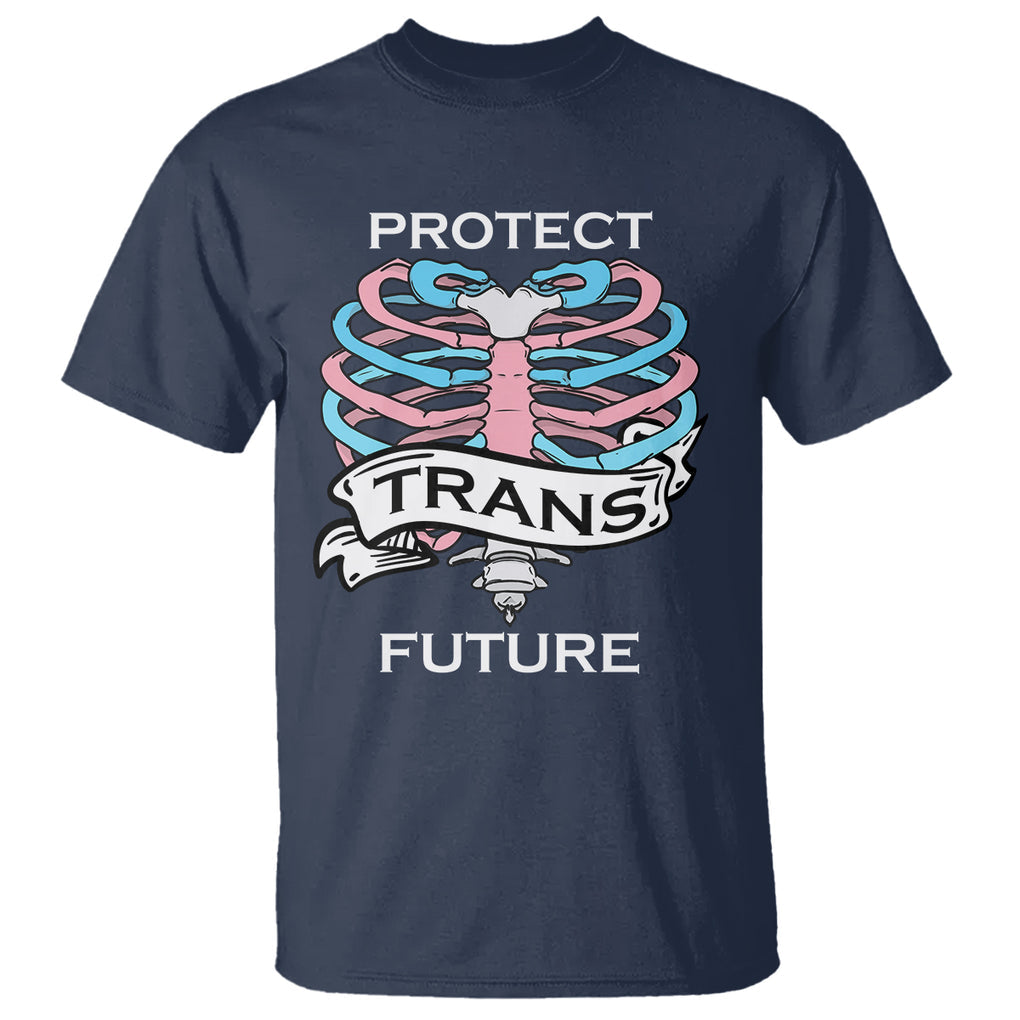 Protect Trans Kids Skeleton T Shirt Transgender Future LGBT Pride Flag LGBTQ Support TS02 Navy Printyourwear