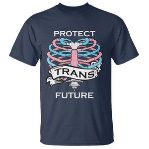 Protect Trans Kids Skeleton T Shirt Transgender Future LGBT Pride Flag LGBTQ Support TS02 Navy Printyourwear