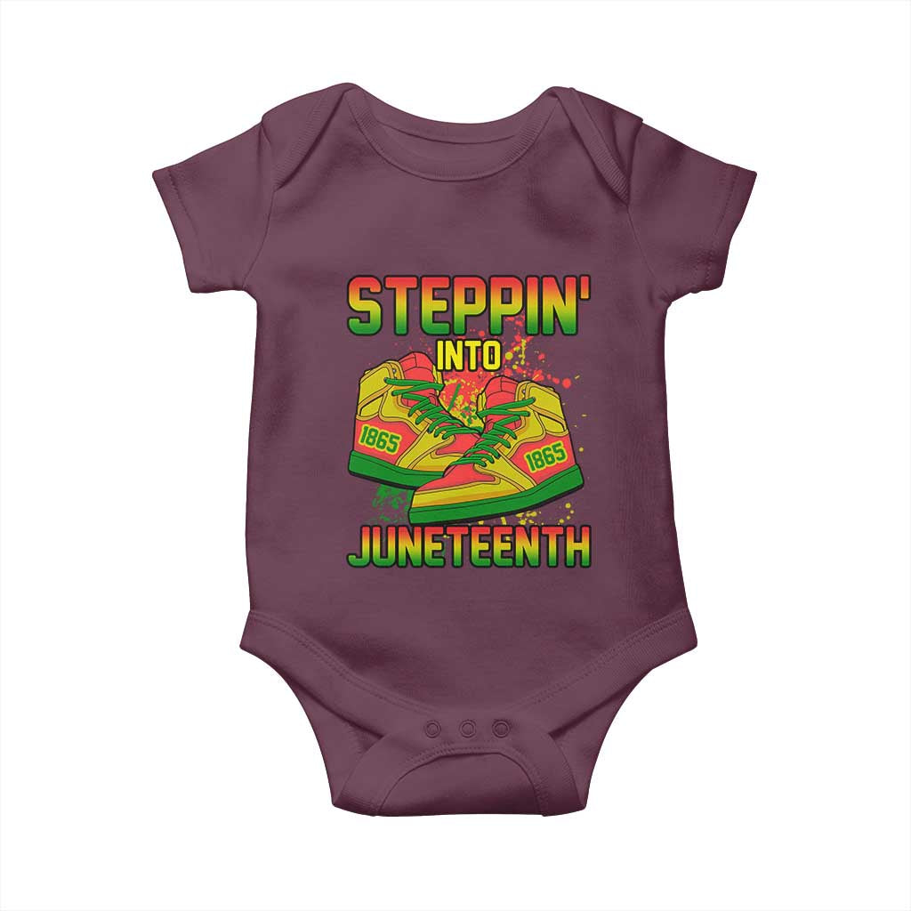 Steppin' Into Juneteenth 1865 Baby Onesie Freedom Day African American Pride TS02 Maroon Print Your Wear