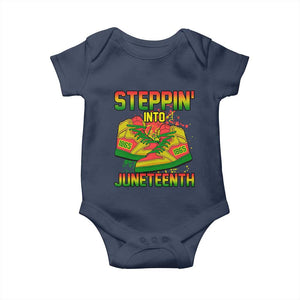 Steppin' Into Juneteenth 1865 Baby Onesie Freedom Day African American Pride TS02 Navy Print Your Wear