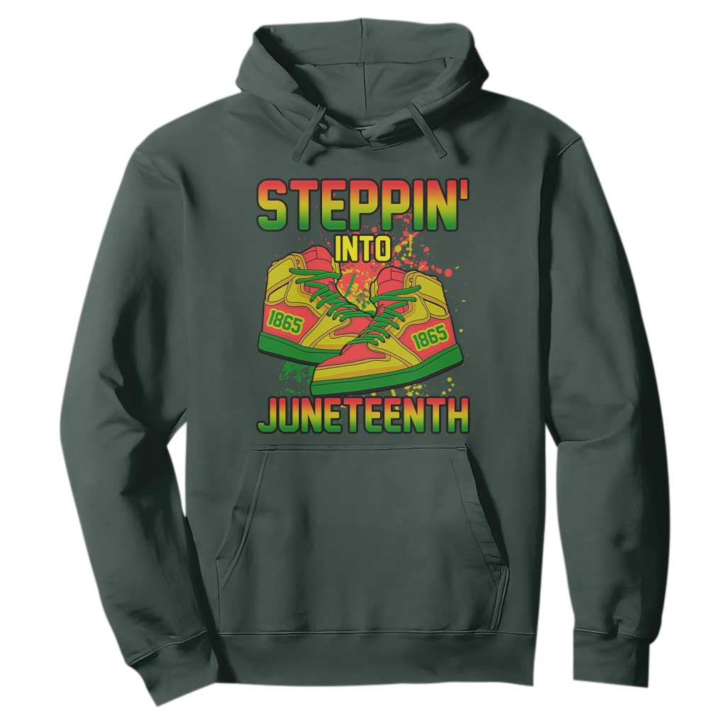 Steppin' Into Juneteenth 1865 Hoodie African American History Pride TS02 Dark Forest Green Print Your Wear