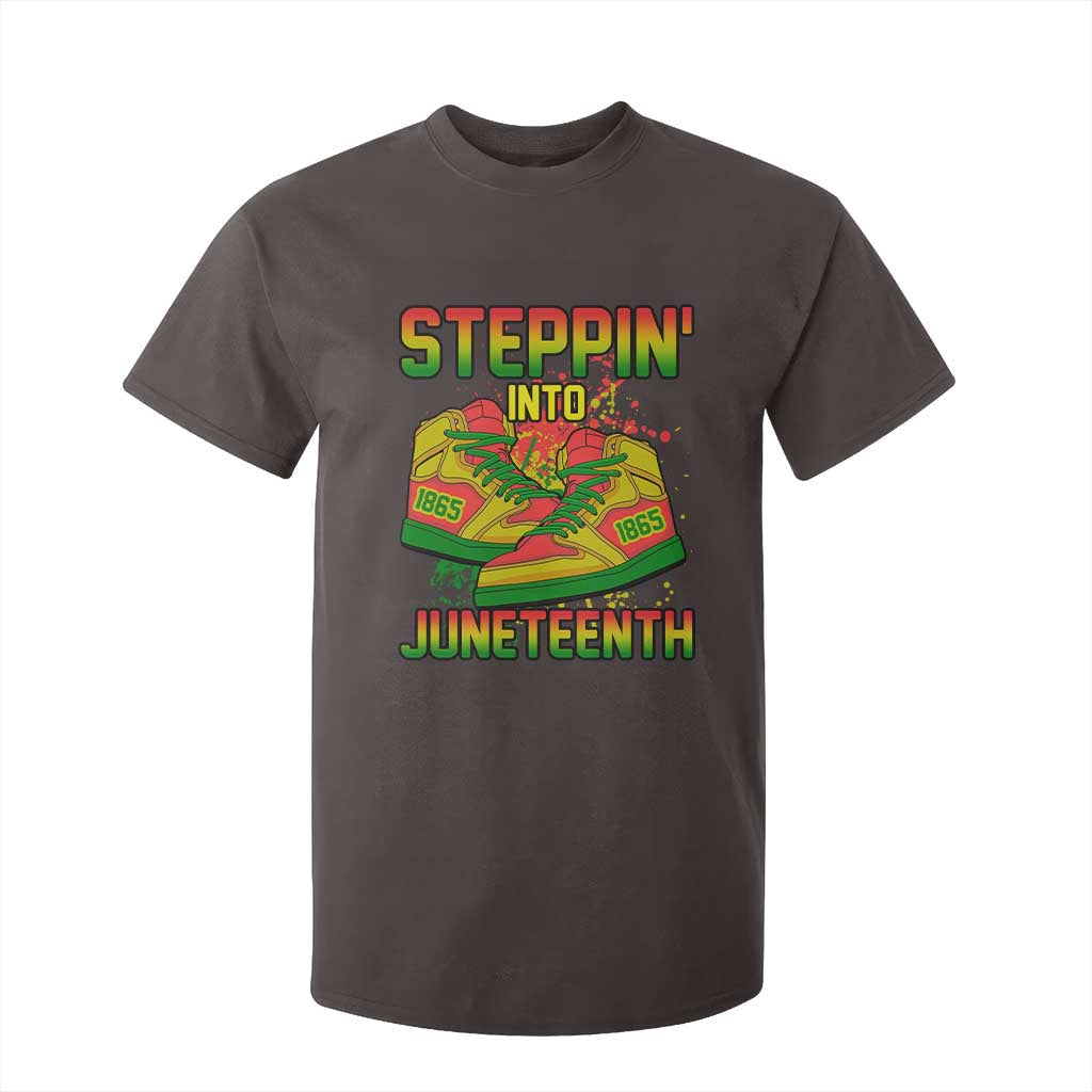 Steppin' Into Juneteenth 1865 T Shirt For Kid Freedom Day African American Pride TS02 Dark Chocolate Print Your Wear