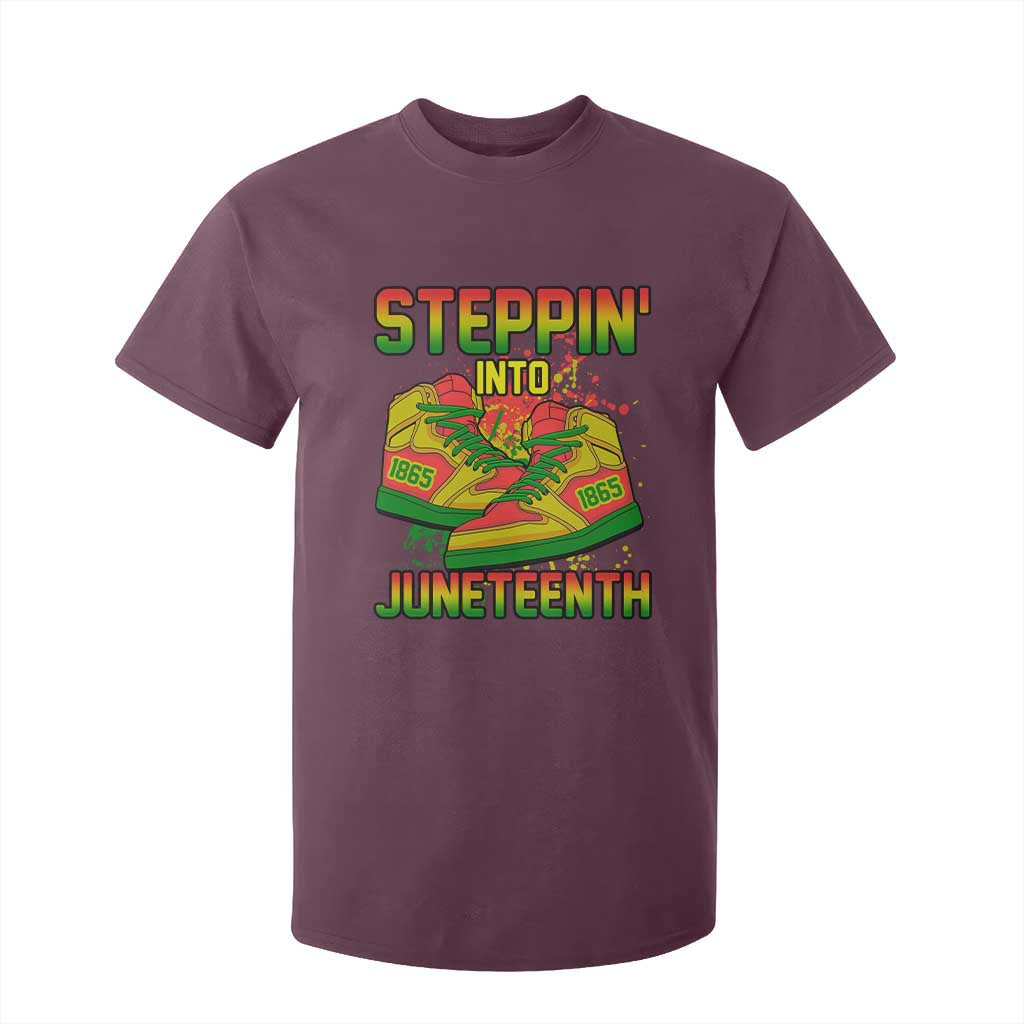 Steppin' Into Juneteenth 1865 T Shirt For Kid Freedom Day African American Pride TS02 Maroon Print Your Wear