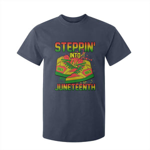 Steppin' Into Juneteenth 1865 T Shirt For Kid Freedom Day African American Pride TS02 Navy Print Your Wear