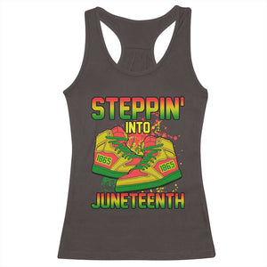 Steppin' Into Juneteenth 1865 Racerback Tank Top Freedom Day African American Pride TS02 Dark Chocolate Print Your Wear