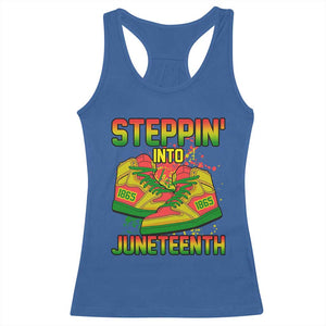 Steppin' Into Juneteenth 1865 Racerback Tank Top Freedom Day African American Pride TS02 Royal Blue Print Your Wear