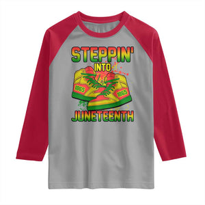 Steppin' Into Juneteenth 1865 Raglan Shirt Freedom Day African American Pride TS02 Sport Gray Red Print Your Wear