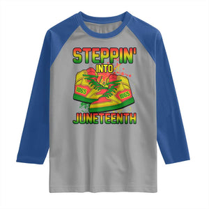 Steppin' Into Juneteenth 1865 Raglan Shirt Freedom Day African American Pride TS02 Sport Gray Royal Print Your Wear