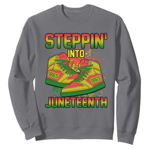 Steppin' Into Juneteenth 1865 Sweatshirt African American History Pride TS02 Charcoal Print Your Wear