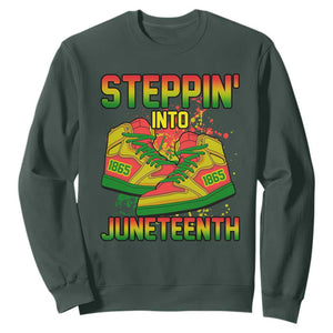 Steppin' Into Juneteenth 1865 Sweatshirt African American History Pride TS02 Dark Forest Green Print Your Wear