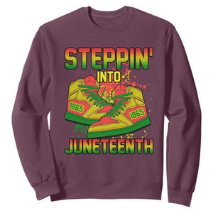 Steppin' Into Juneteenth 1865 Sweatshirt African American History Pride TS02 Maroon Print Your Wear