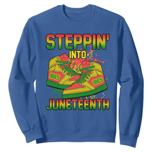 Steppin' Into Juneteenth 1865 Sweatshirt African American History Pride TS02 Royal Blue Print Your Wear