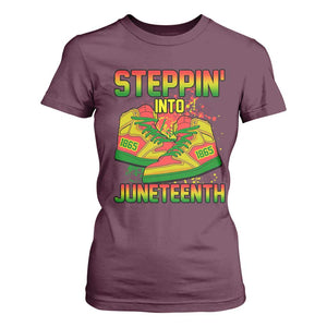 Steppin' Into Juneteenth 1865 T Shirt For Women Freedom Day African American Pride TS02 Maroon Print Your Wear
