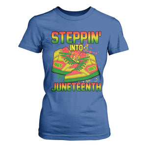 Steppin' Into Juneteenth 1865 T Shirt For Women Freedom Day African American Pride TS02 Royal Blue Print Your Wear