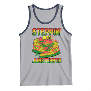 Steppin' Into Juneteenth 1865 Tank Top Freedom Day African American Pride TS02 Athletic Heather Navy Print Your Wear