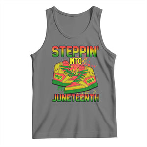 Steppin' Into Juneteenth 1865 Tank Top Freedom Day African American Pride TS02 Black Heather Print Your Wear