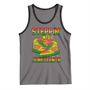 Steppin' Into Juneteenth 1865 Tank Top Freedom Day African American Pride TS02 Deep Heather Black Print Your Wear