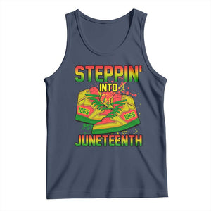 Steppin' Into Juneteenth 1865 Tank Top Freedom Day African American Pride TS02 Navy Print Your Wear
