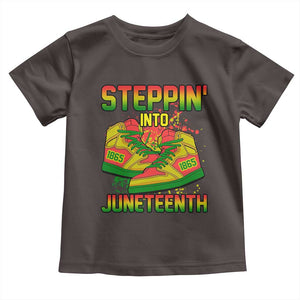 Steppin' Into Juneteenth 1865 Toddler T Shirt Freedom Day African American Pride TS02 Dark Chocolate Print Your Wear