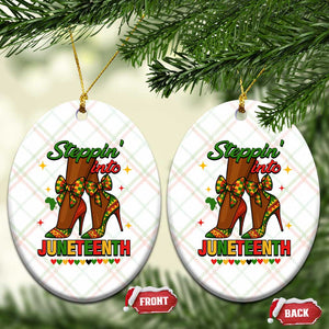 Stepping Into Juneteenth Ceramic Ornament Afro Diva High with African Pride TS02 Print Your Wear