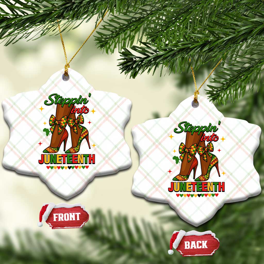 Stepping Into Juneteenth Ceramic Ornament Afro Diva High with African Pride TS02 Print Your Wear
