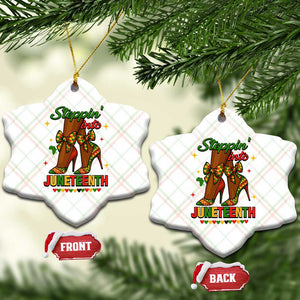 Stepping Into Juneteenth Ceramic Ornament Afro Diva High with African Pride TS02 Print Your Wear