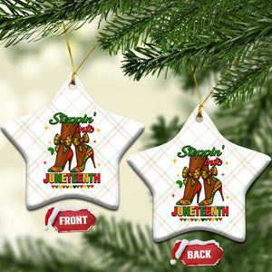 Stepping Into Juneteenth Ceramic Ornament Afro Diva High with African Pride TS02 Print Your Wear