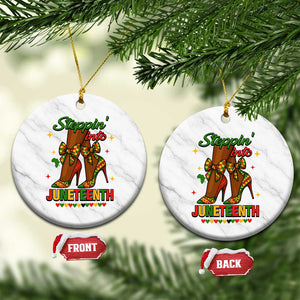 Stepping Into Juneteenth Ceramic Ornament Afro Diva High with African Pride TS02 1pc White Marble Print Your Wear