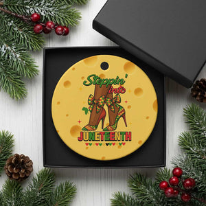 Stepping Into Juneteenth Ceramic Ornament Afro Diva High with African Pride TS02 1pc Yellow Cheese Print Your Wear